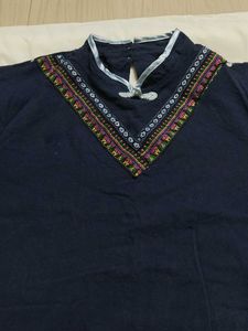 Embroidered Blue Ethnic Kurta