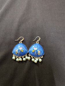 Blue Floral Dangle Earrings