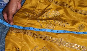 Yellow Ethnic Gown with Silver Print