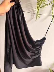 Chic Black Ruched One-Shoulder Top
