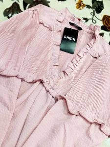 Pink Shein Ruffled V-Neck Top🌷