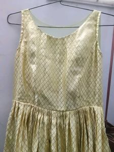 Elegant Gold Brocade Ethnic Gown