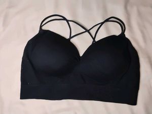 Strappy Padded Black Bralette