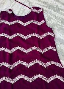 Beautiful Purple Kurta Set with White Embroidery