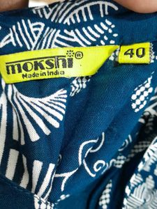 Navy Blue Printed  A Line Long Kurta Women's