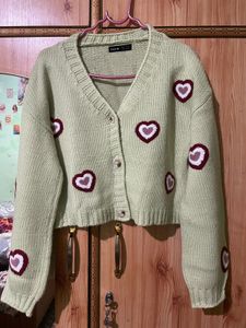 Shein Heart Pattern Knit Cardigan