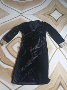 Elegant Black Velvet Kurta