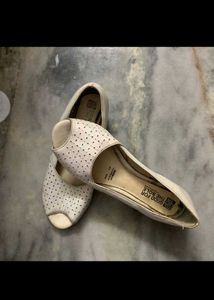 White Perforated Ballet Flats