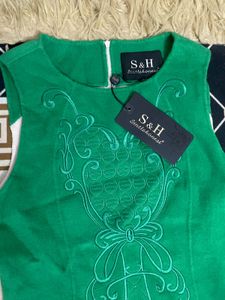 Green Embroidered Sleeveless Dress