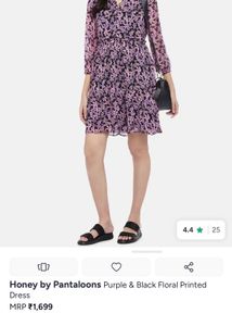 Honey By Pantaloons Purple &amp; Black Floral Printed