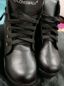 Chic Black Faux Leather Ankle Boots