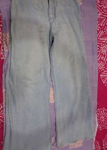 Light Wash Wide Leg Denim Jeans+ White Kurti free