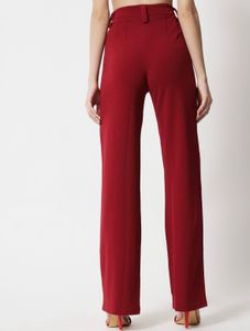 maroon Wide Leg Trousers