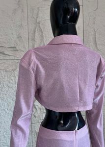 Baby pink shimmery two-piece co-ord set