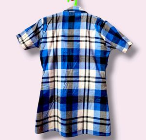 Blue Striped Cotton Shirt For Women/Girls - M Size
