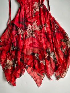 Cavalli inspired Red Floral Print Midi Dress