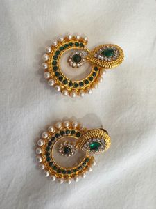 Elegant Gold Pearl &amp; Crystal Earrings ( 3 pieces)