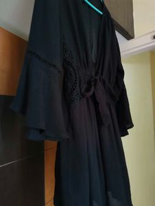 Chic Black Bell Sleeve Mini Dress