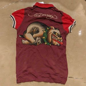 Ed Hardy Bulldog Print Polo Shirt