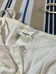 Chic White Linen Blend Midi Dress