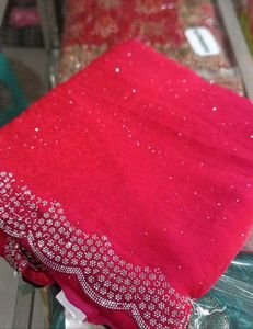 Stunning Embellished Red Saree