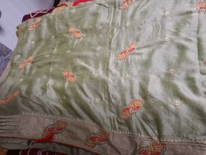 sea green saree with blouse