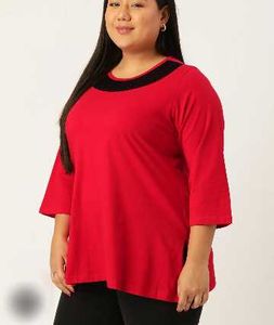Chic Red &amp; Black 3/4 Sleeve Top