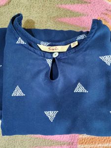 Stylish Navy Blue Triangle Print Dress