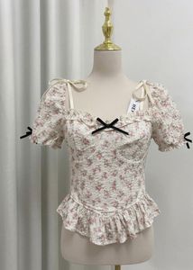 Floral Puff Sleeve Ruffle Top