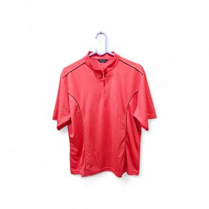 Coral Short Sleeve Quarter Zip Polo T-Shirt