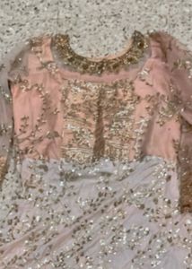 Stunning Peach &amp; Gold Embellished Lehenga Choli