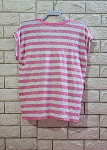 LOFT Linen Striped Scoop-Neck Top