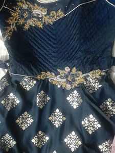 Elegant navy blue  Lehenga Choli with Gold Print