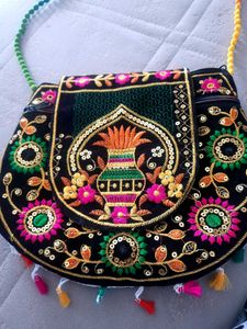Velvet Embroidered Women Slingbags