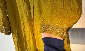 Embroidered Olive Green Kurta