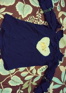 Navy Blue Heart Paris Graphic T-Shirt