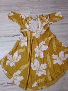 Beautiful Mustard Yellow Kurta with Floral Print