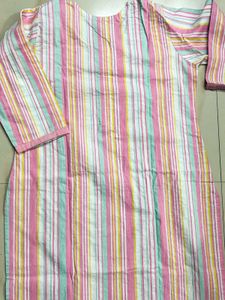 Pastel Striped Kurta Set with Dupatta
