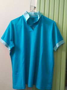 Blue V-Neck Polo Shirt