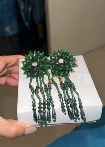 Emerald Green Beaded Earrings