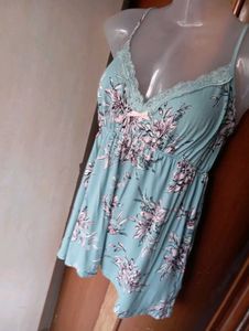 Light Sky Blue Floral Cotton Dress