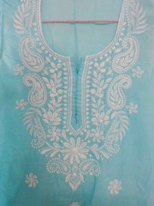 Beautiful Blue Kurta with White Embroidery