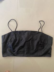 Sleek Black Spaghetti Strap Crop Top