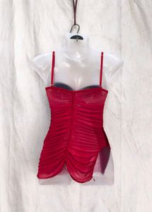 746. RedVelvetCorset Mini Dress Sheer Mesh panel