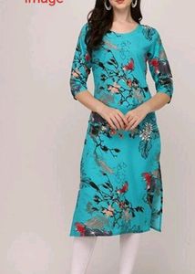 Pretty Aqua Blue Ladies Knee Length Kurta