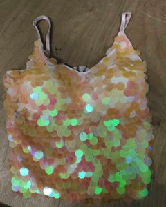 Trendy Iridescent Sequin Top