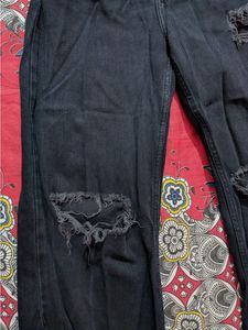 Freakins Black Distressed High-Waisted Jeans