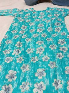 Turquoise Floral Print Kurti