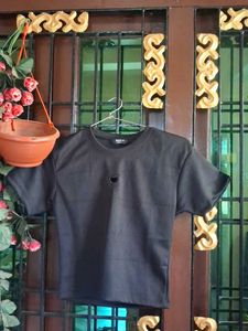 SHEIN Black Heart Detail T-Shirt