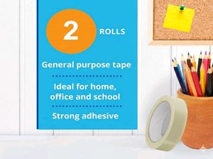Pack of 2 Transparent Cello Tape 1" Rolls